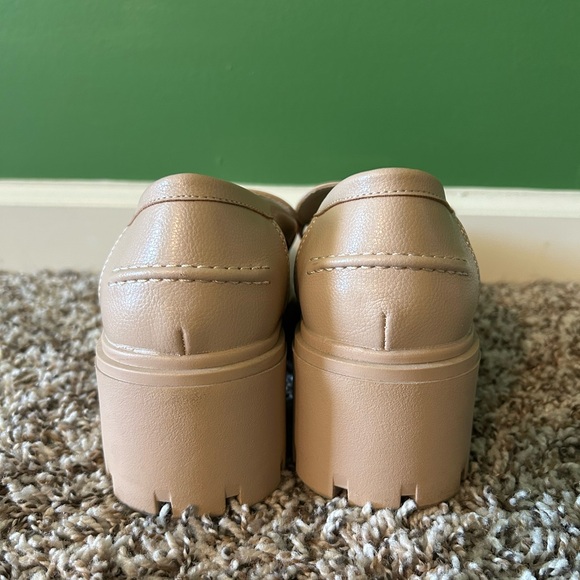 Platform Penny Loafers in Beige - Women's Chunky Heel Loafers - Picture 4 of 6